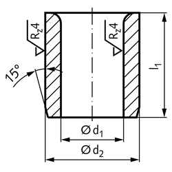 Zylindrische Bohrbuchse ähnlich DIN 179 - A 12,4 x 28, Technische Zeichnung