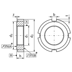 Nutmutter DIN 1804 Form H M38x1,5 gehärtet und Planflächen geschliffen , Technische Zeichnung