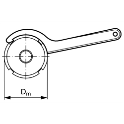 Hakenschlüssel für Nutmuttern DIN 981 / DIN 1804 Durchmesserbereich 12-14mm Stahl brüniert, Technische Zeichnung