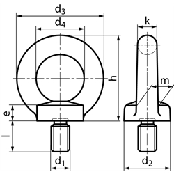 Ringschraube DIN 580 M10 x 17 Stahl C15E galvanisch verzinkt === Benutzerinformation: www.maedler.de im Bereich Downloads ===, Technische Zeichnung