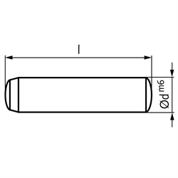 Zylinderstift DIN 6325 Stahl gehärtet Durchmesser 10m6 Länge 24mm, Technische Zeichnung