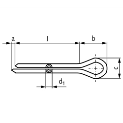 Splint DIN EN ISO 1234 (ex DIN 94) 2 x 20 verzinkt, Technische Zeichnung