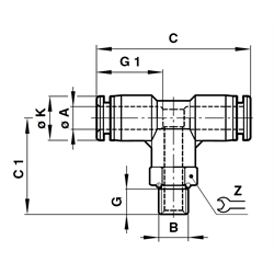 Drehbare T-Einschraubverschraubung Rohr-Außendurchmesser 4mm Gewinde G1/4 , Produktphoto