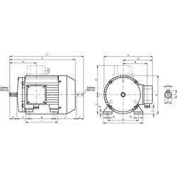 Drehstrom-Normmotor SM/I 230/400V 50Hz 0,55kW ca. 935 /min. Baugröße 80 Bauform B3 Effizienzklasse IE2 (Betriebsanleitung im Internet unter www.maedler.de im Bereich Downloads), Technische Zeichnung