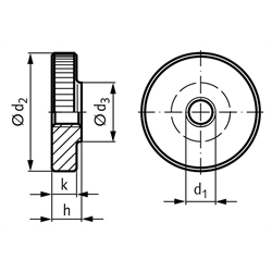 Flache Rändelmutter DIN 467 M12 , Technische Zeichnung