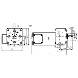 Kondensatormotor 230V AC 50Hz passend zu Stirnradgetriebe GE/I ohne Kondensator , Technische Zeichnung