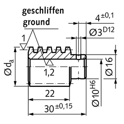 Präzisions-Schnecke Achsabstand 25mm i=15 , Technische Zeichnung