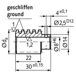 Präzisions-Schnecke Achsabstand 31mm i=18 , Technische Zeichnung
