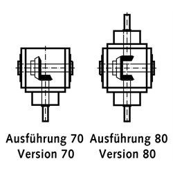Kegelradgetriebe KU/I, Bauart H, 6:1, Technische Zeichnung