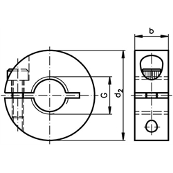 Gewinde-Klemmring geschlitzt Edelstahl 1.4305 Gewinde M 8 x 1,25 mit Schraube DIN 912 A2-70 , Technische Zeichnung