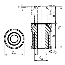 Kugelverstellschraube MN 686.8 40-22,0 rostfrei 1.4301, Technische Zeichnung