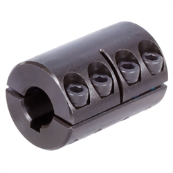 Geteilte Schalenkupplung MAT beidseitig Bohrung 40mm mit Nut Stahl C45 brüniert mit Schrauben DIN 912-12.9 , Produktphoto
