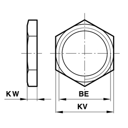 Mutter M12x1,25 für Kolbenstangenlager Zylinderdurchmesser 10mm , Technische Zeichnung