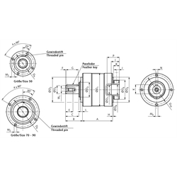 Planetengetriebe MPL Größe 70 Übersetzung i=35 2-stufig, Technische Zeichnung