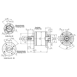 Planetengetriebe MPS Größe 60 Übersetzung i=160 3-stufig, Technische Zeichnung