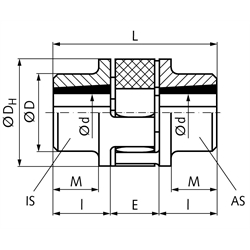 Kupplungsnabe RNT Größe 42 Ausführung IS für Taper-Spannbuchse 1610, Technische Zeichnung