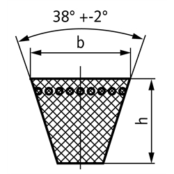 Schmalkeilriemen Profil SPZ Wirklänge 2800mm , Technische Zeichnung