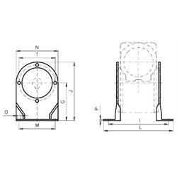 Fußbefestigungssatz für Schneckengetriebemotor HMD/I Getriebegröße 085 Breite 180mm Gesamthöhe 236,5mm, Technische Zeichnung