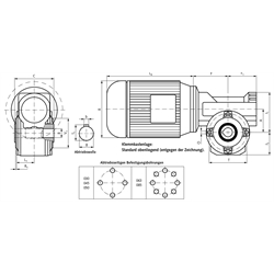 Schneckengetriebemotor HMD/I Grundausführung Getriebegröße 063 n2=76 /min 0,75kW 230/400V 50Hz IE3 Abtrieb Hohlwelle (Betriebsanleitung im Internet unter www.maedler.de im Bereich Downloads), Technische Zeichnung