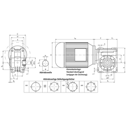 Schneckengetriebemotor HMD/II Grundausführung Getriebegröße 063 n2=60 /min 1,1kW 230/400V 50Hz IE3 Abtrieb Hohlwelle (Betriebsanleitung im Internet unter www.maedler.de im Bereich Downloads), Technische Zeichnung