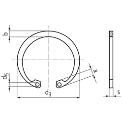 Sicherungsring DIN 472 24mm Federstahl, Technische Zeichnung