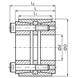 Spannsatz COM-LL Bohrung 42mm Größe 42x75x64mm, Technische Zeichnung