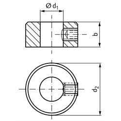 Stellring DIN703 Bohrung 40mm blank Gewindestift 12.9 mit Innensechskant, Technische Zeichnung