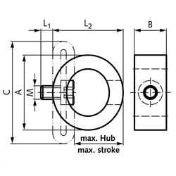 Strukturdämpfer TR 64-41H Durchmesser 64mm Gewinde M5 , Technische Zeichnung