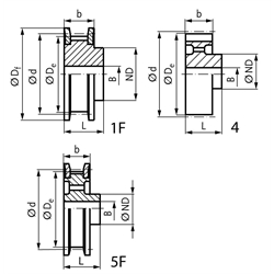 Normzahnriemenrad aus Stahl Teilung H 33 Zähne für Riemenbreite 075 , Technische Zeichnung