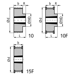 HTD-Zahnriemenrad Teilung 5M 112Zähne für Riemenbreite 15mm für Taper-Spannbuchse 2012, Technische Zeichnung