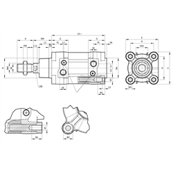Doppeltwirkender Normzylinder nach ISO 15552 Zylinderdurchmesser 63mm Hub 160mm Druck max. 12 bar 
, Technische Zeichnung