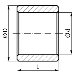 Zylinderbuchse geschlitzte Ausführung 4 x 5,5 x 4 mm , Technische Zeichnung