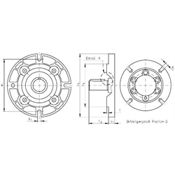Abtriebsflansch für Stirnradgetriebemotor HR/I Getriebegröße 40/2 und 40/3 Durchmesser 120mm Gesamthöhe 13mm, Technische Zeichnung