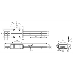 Schiene für Linearführung DFG 115 Material Aluminium Länge ca. 500mm, Technische Zeichnung