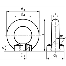Ringmutter DIN 582 M10 Stahl C15E galvanisch verzinkt === Benutzerinformation: www.maedler.de im Bereich Downloads ===, Technische Zeichnung