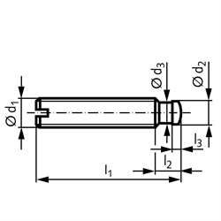 Gewindestift DIN 6332 mit Druckzapfen Gewinde M12 Gesamtlänge 100mm rostfreier Stahl, Technische Zeichnung