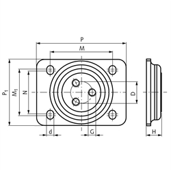 Einfaches Druckkugellager Maße 105 x 85mm Tragkraft 500kg, Technische Zeichnung