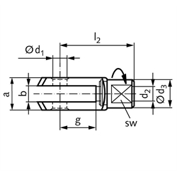 Drehbarer Gabelkopf GD ähnlich DIN 71752 Größe 6x12 Rechtsgewinde Stahl verzinkt, Technische Zeichnung