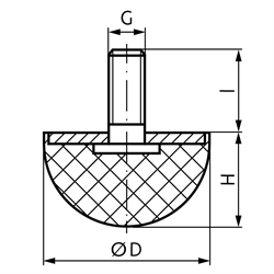 Gummi-Metallpuffer KPR, Ausführung A, Technische Zeichnung