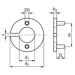 Gummi-Auflage für Klemmringe Ausführung B1 mit Bohrung 25mm, Technische Zeichnung