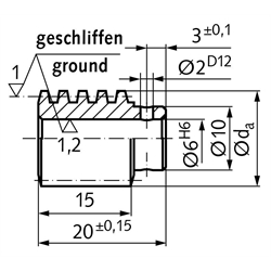 Präzisions-Schnecke Achsabstand 17mm i=5 , Technische Zeichnung