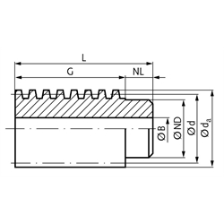 Schnecke aus 11SMn30+C Modul 1,5 2-gängig rechts, Technische Zeichnung