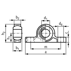 Stehlager igus igubal KSTM-06 Bohrung 6mm, Technische Zeichnung