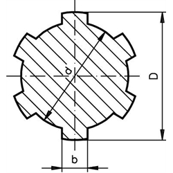 Keilwelle ähnlich DIN ISO 14 Profil KW 23x28 x 3000mm lang Stahl 42CrMo4, Technische Zeichnung
