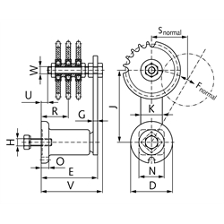 Kettenspanner für Dreifach-Rollenkette 12 B-3 3/4X7/16" bestehend aus 14053701 + 14080400, Technische Zeichnung