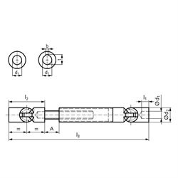 Ausziehbare Kugelgelenkwelle LW Bohrung 10H7 Außendurchmesser 20mm Stahl, Technische Zeichnung
