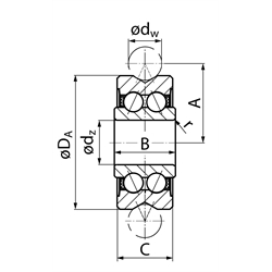 Profillaufrollen LFR-2Z mit Deckscheiben, Technische Zeichnung
