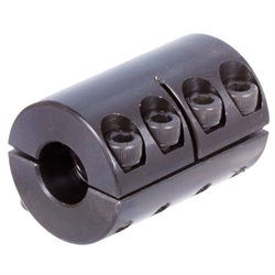 Geteilte Schalenkupplung MAT beidseitig Bohrung 14mm ohne Nut Stahl C45 brüniert mit Schrauben DIN 912-12.9 , Produktphoto
