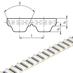 PU-Zahnriemen Profil AT5 Breite 10mm Meterware 10 AT5 (Polyurethan mit Stahl-Zugstrang) , Produktphoto