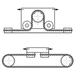 Normzahnriemen Profil H=1/2" (12,7mm) Breite 150=38,1mm Meterware (Neopren mit Glasfaser-Zugstrang) , Technische Zeichnung